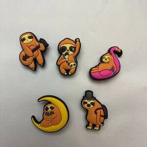 Shoe Charms Sloth - Lot of 5 Sloth Shoes Charms Lot #3